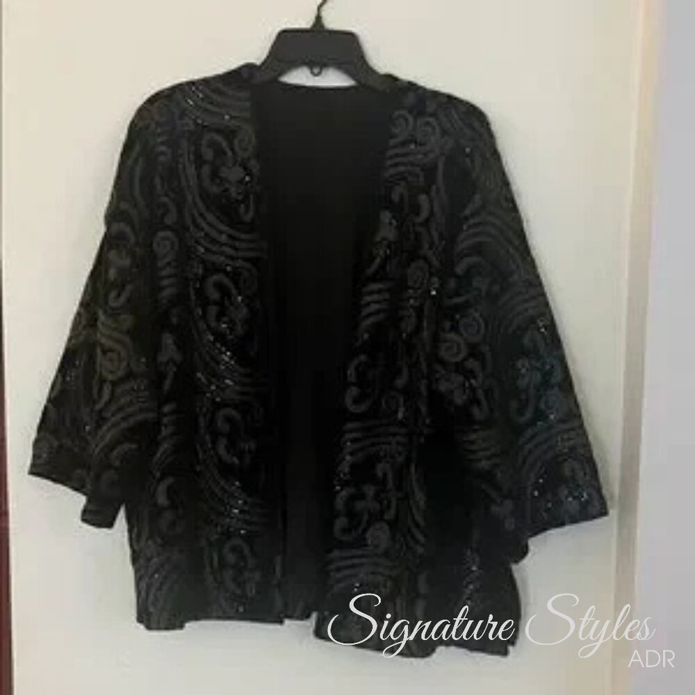 Black Patterned Sequin Jacket – Size OS